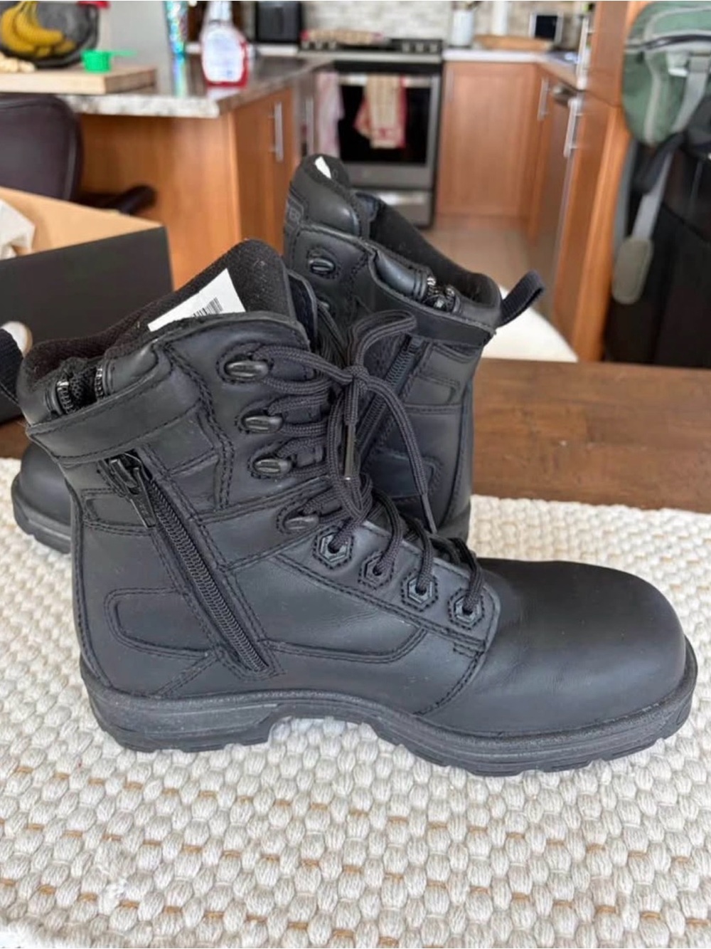 Men's Black Tactical Side-Zip Work Boots